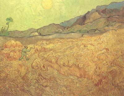 Vincent Van Gogh Wheat Fields with Reaper at Sunrise (nn04) Norge oil painting art